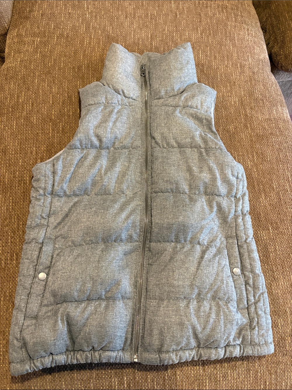 Old Navy Gray Quilted Puffer Vest with High Collar